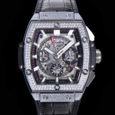 홍콩명품 [휴블렛] 남성용 스피릿 빅뱅 마스터피스 크로노그래프 Hub4700타입 45mm 다이아몬드 셋팅 가죽줄 스켈래톤다이얼 hub3199  