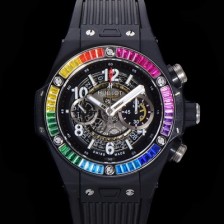 홍콩명품 [휴블렛] 남성용 빅뱅 유니코 45mm 오토매틱 HUB1280 타입  PVD재잴 다이아몬드 베젤 러버줄 스켈래톤 다이얼  hub1952  