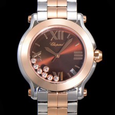 홍콩명품 [쇼파드] 여성용 해피 스포츠 다이아몬드 36mm 스위스 955.112 쿼츠 18K 로즈골드 브라운다이얼 cho2391  
