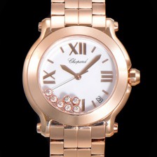 홍콩명품 [쇼파드] 여성용 해피 스포츠 다이아몬드 36mm 스위스 955.112 쿼츠 18K 로즈골드 화이트다이얼 cho1251  
