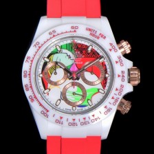 홍콩명품 [로렉스] 남성용 세라믹 데이토나 크로노그래프 오토매틱 A7750-2 타입 40mm 세라믹재질 러버우레탄줄 래드다이얼  rol1211  