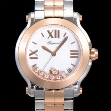 홍콩명품 [쇼파드] 여성용 해피 스포츠 다이아몬드 36mm 스위스 955.112 쿼츠 18K 로즈골드 화이트다이얼 cho1953  