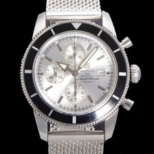 홍콩명품 [브라이틀링] 남성용 슈퍼오션 해리티지 크로노그래프 ETA7750-2 타입 오토매틱 46mm 메쉬 메탈줄 화이트 실버다이얼 bre9082  
