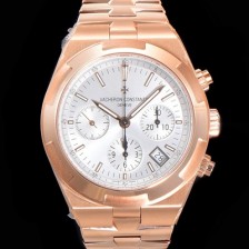 홍콩명품 [바쉐런콘스탄틴] 남성용 오버시즈 42mm 오토매틱 5500S 18K 로즈골드  메탈줄 화이트다이얼 vac2511  