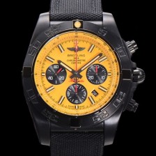 홍콩명품 [브라이틀링] 남성용 크로노맷 DLC 블랙스틸 오토매틱 ETA 7750-2 타입 44mm 나토천/가죽믹스 옐루다이얼  bre9028  