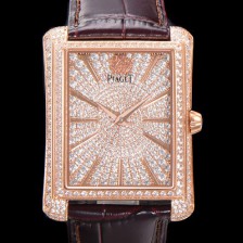 홍콩명품 [피아제] 남성용 블랙티 오토매틱 ETA2824-2 타입 32mm 풀 다이아몬드 셋팅 / 18K로즈골드 보석다이얼 pia8824  