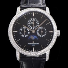 홍콩명품 [바쉐런콘스탄틴] 남성용 패트리모니 다이아셋팅 논페이즈 오토매틱 1120타입 41mm 가죽줄 블랙다이얼   vac8682  