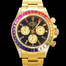 홍콩명품 [로렉스] 남성용 데이토나 오이스터 다이아/큐빅 ETA7750-2 타입 오토매틱 크로노그래프 40mm 18K 옐루골드 블랙다이얼 rol2024  