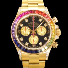 홍콩명품 [로렉스] 남성용 데이토나 오이스터 다이아/큐빅 ETA7750-2 타입 오토매틱 크로노그래프 40mm 18K 옐루골드 블랙다이얼  rol0986  