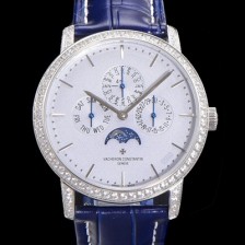 홍콩명품 [바쉐런콘스탄틴] 남성용 패트리모니 다이아셋팅 논페이즈 오토매틱 1120타입 41mm 가죽줄 그레이다이얼   vac0822  