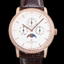 홍콩명품 [바쉐런콘스탄틴] 남성용 패트리모니 다이아셋팅 로즈골드 논페이즈 오토매틱 1120타입 41mm 가죽줄 화이트다이얼 vac8866  