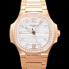 홍콩명품 [파텍필립] 여성용 노틸러스 7118/1200R-001 레이디스 오토매틱 Cal.324 S C타입 35.2mm 다이아셋팅 18K로즈골드 실버다이얼 pat2462  