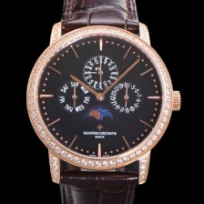 홍콩명품 [바쉐런콘스탄틴] 남성용 패트리모니 다이아셋팅 로즈골드 논페이즈 오토매틱 1120타입 41mm 가죽줄 블랙다이얼 vac9682  