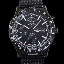 홍콩명품 [브라이틀링] 남성용 크로노라이너 오토매틱 ETA 7750-2B 타입 46mm 메쉬메탈줄 세라믹 PVD 코팅 블랙다이얼 bre8294  