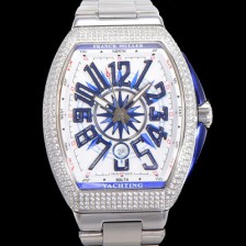 홍콩명품 [프랭크뮬러] 남성용 1:1수제공정 풀 다이아셋팅 뱅가드 오토매틱 ETA2824 타입 45mm 메탈줄 화이트다이얼 fra8028  