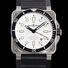 홍콩명품 [벨엔로즈] 남성용 BR03-92 다이버 스틸 오토매틱 ETA2836-2 타입 42mm 우레탄줄 화이트다이얼 bel04294  