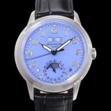 홍콩명품 [파텍필립] 남성용 퍼페추얼 캘린더 오토매틱 PP Cal.324 타입 40mm 가죽줄 문페이즈 블루다이얼 pat77028  