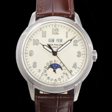 홍콩명품 [파텍필립] 남성용 퍼페추얼 캘린더 오토매틱 PP Cal.324 타입 40mm 가죽줄 문페이즈 화이트다이얼 pat24729  