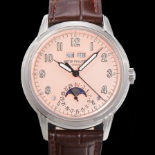 홍콩명품 [파텍필립] 남성용 퍼페추얼 캘린더 오토매틱 PP Cal.324 타입 40mm 가죽줄 문페이즈 핑크다이얼 pat48084  