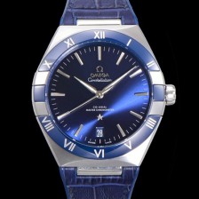 홍콩명품 [오메가] 남성용 1:1수제공정! 무브UP 컨스틸레이션 코-엑시얼 마스터 오토매틱 Cal.8900타입 41mm  가죽/우레탄 믹스 블루다이얼 omg82287  