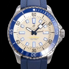 홍콩명품 [브라이틀링 뉴 다이버워치] 남성용 슈퍼오션 44mm 오토매틱 ETA2824-2 타입 크로노미터 우레탄줄 세라믹베젤 아이보리다이얼 bre42780  