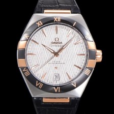 홍콩명품 [오메가] 남성용 1:1수제공정! 무브UP 컨스틸레이션 코-엑시얼 마스터 오토매틱 Cal.8900타입  41mm  18K 로즈골드 가죽/우레탄 믹스 그레이다이얼 omg47497  