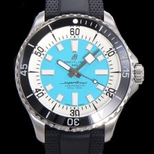 홍콩명품 [브라이틀링 뉴 다이버워치] 남성용 슈퍼오션 44mm 오토매틱 ETA2824-2 타입 크로노미터 우레탄줄 세라믹베젤 스카이블루다이얼  bre97087  