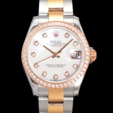 홍콩명품 [로렉스] 여성용 데이져스트 오이스터 31mm 레이디 오토매틱  18K 로즈골드 투톤콤비 보석/다이아몬드 3열 브레이슬릿 메탈줄 자게다이얼 rol14708  