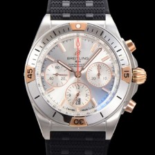 홍콩명품 [브라이틀링] 남성용 크로노맷 B01 오토매틱 ETA7750-2 타입 42mm 금장시계 우레탄줄 실버다이얼 bre45326  