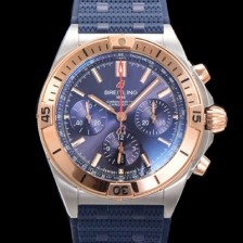 홍콩명품 [브라이틀링] 남성용 크로노맷 B01 오토매틱 ETA7750-2 타입 42mm 금장시계 우레탄줄 블루다이얼 bre26478  