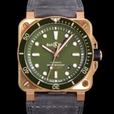 홍콩명품 [벨앤로즈] 남성용 BR03-92 다이버 브론즈 소재 세라믹 베젤 오토매틱 9015 타입 42mm 가죽줄 그린 다이얼 bel4095  