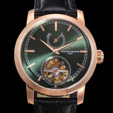 홍콩명품 [바쉐런콘스탄틴] 남성용 트레디셔널 투어빌론  자동형  18K 로즈골드 42mm 가죽줄 그린다이얼 vac23685  