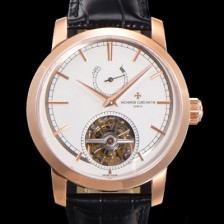 홍콩명품 [바쉐런콘스탄틴] 남성용 트레디셔널 투어빌론 자동형  18K 로즈골드 42mm 가죽줄 화이트다이얼 vac64750  