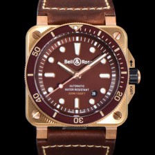 홍콩명품 [벨앤로즈] 남성용 BR03-92 다이버 브론즈 소재 세라믹 베젤 오토매틱 9015 타입 42mm 가죽줄 브라운 다이얼 bel4097  