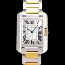 홍콩명품 [까르띠에] 남여공용 탱크 앙글레즈 미듐/라지 오토매틱/쿼츠 18K 옐루골드 36mm/30mm  메탈줄 물결 실버다이얼 car69310  