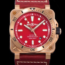 홍콩명품 [벨앤로즈] 남성용 BR03-92 다이버 브론즈 소재 오토매틱 9015 타입 42mm 가죽줄 레드 다이얼 bel4090  