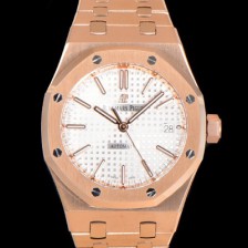 홍콩명품 [오데마피게] 남성용 하이엔드 37mm로얄오크 15450OR 화이트 와플 다이얼 18K 로즈골드 Cal.3120오토매틱 무브먼트 AUD6525  