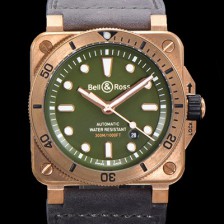 홍콩명품 [벨앤로즈] 남성용 BR03-92 다이버 브론즈 소재 오토매틱 9015 타입 42mm 가죽줄 그린 다이얼 bel4091  