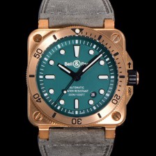홍콩명품 [벨앤로즈] 남성용 BR03-92 다이버 브론즈 소재 오토매틱 9015 타입 42mm 가죽줄 그린 다이얼 bel4101  
