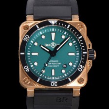 홍콩명품 [벨앤로즈] 남성용 BR03-92 다이버 브론즈 소재 오토매틱 9015 타입 42mm 우레탄줄 그린 다이얼 bel4102  