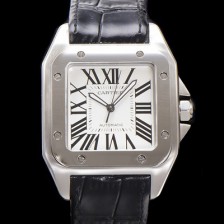 홍콩명품 [까르띠에] 산토스 100 W20073X8 오토매틱 ETA2824-2 타입 남성용 51mm 가죽줄 화이트 다이얼 car69319  