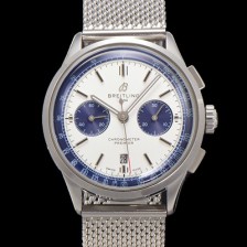 홍콩명품 [브라이틀링] 남성용 프리미에르 크로노그래프 7750 타입 오토매틱 42mm 메쉬밴드 화이트 다이얼 bre6013  