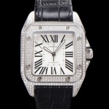 홍콩명품 [까르띠에] 산토스 100 오토매틱 ETA2824-2 타입 보석시계 남성용 51mm 가죽줄 화이트 다이얼 car69320  