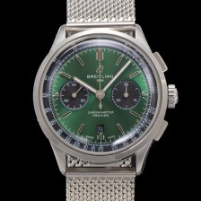 홍콩명품 [브라이틀링] 남성용 프리미에르 AB0118A11L1X1 크로노그래프 7750 타입 오토매틱 42mm 메쉬밴드 그린 다이얼 bre6014  