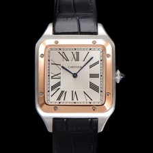 홍콩명품 [까르띠에] 남성용 산토스 W2SA0011 쿼츠 46.6mm L 사이즈 18K 로즈골드 화이트 다이얼 car69321  