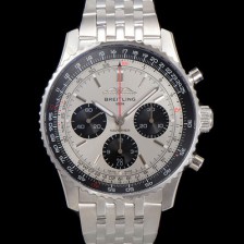 홍콩명품 [브라이틀링] 남성용 네비타이머 AB0138241G1A1 크로노그래프 ETA7750-2 타입 오토매틱 43mm 메탈줄 실버 다이얼 bre6008  