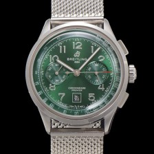 홍콩명품 [브라이틀링] 남성용 프리미에르 AB0145371L1P1 크로노그래프 7750 타입 오토매틱 42mm 메쉬밴드 그린 다이얼 bre6017  