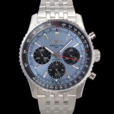 홍콩명품 [브라이틀링] 남성용 네비타이머 AB0138241C1A1 크로노그래프 ETA7750-2 타입 오토매틱 43mm 메탈줄 아이스 블루 다이얼 bre6009  