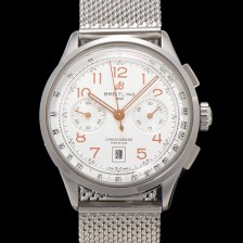 홍콩명품 [브라이틀링] 남성용 프리미에르 AB0145211G1P1 크로노그래프 7750 타입 오토매틱 42mm 메쉬밴드 화이트 다이얼 bre6018  