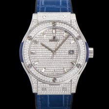 홍콩명품 [휴블렛] 남성용 클래식 퓨전 565.NX.9010.LR.1704 다이아몬드 셋팅 큐빅/보석 다이얼 42미리 오토매틱 2892 타입 가죽/우레탄 믹스밴드 hub2125  